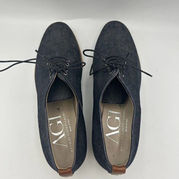 Attilio Giusti Leombruni 38 / US 7.5 Chambray Oxfords Shoes Flats - Picture 8 of 11